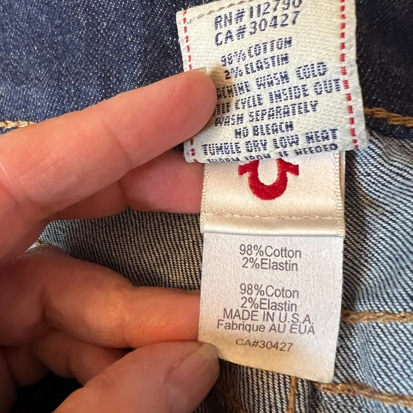 NWOT True Religion Low Rise Straight Leg Dark Wash Crop Capri Jeans Size 29 - Picture 5 of 7